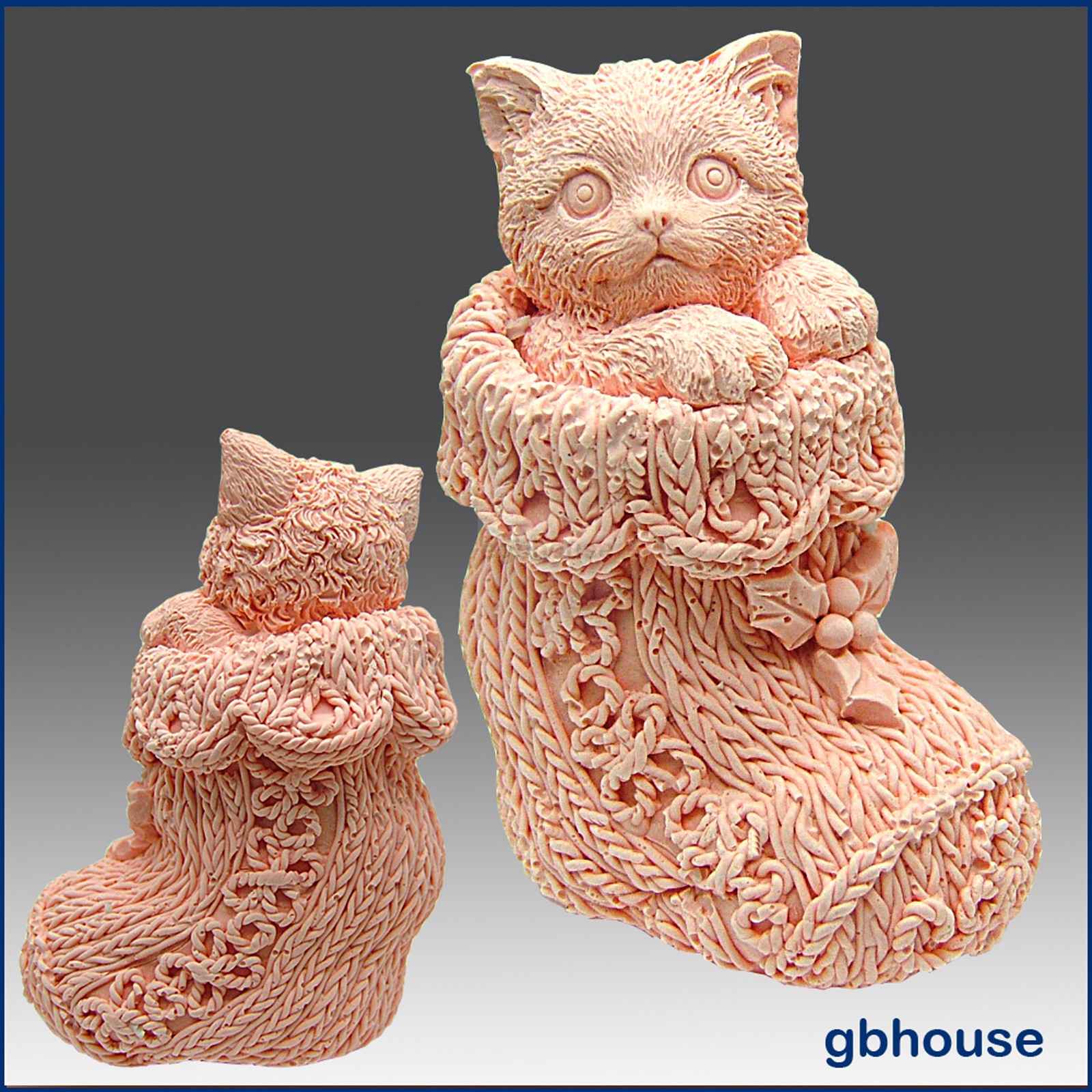 Kitten in Crochet Bootie - 3D Soap and Candle Mold