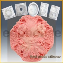 Smiling Rosette Octagon- Detail of high relief sculpture - Food grade