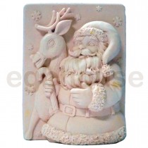 Snowflake Santa and Reindeer - Detail of high relief sculpture