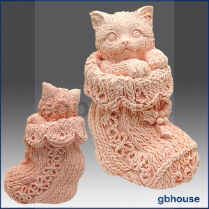 Kitten in Crochet Bootie - 3D Soap and Candle Mold